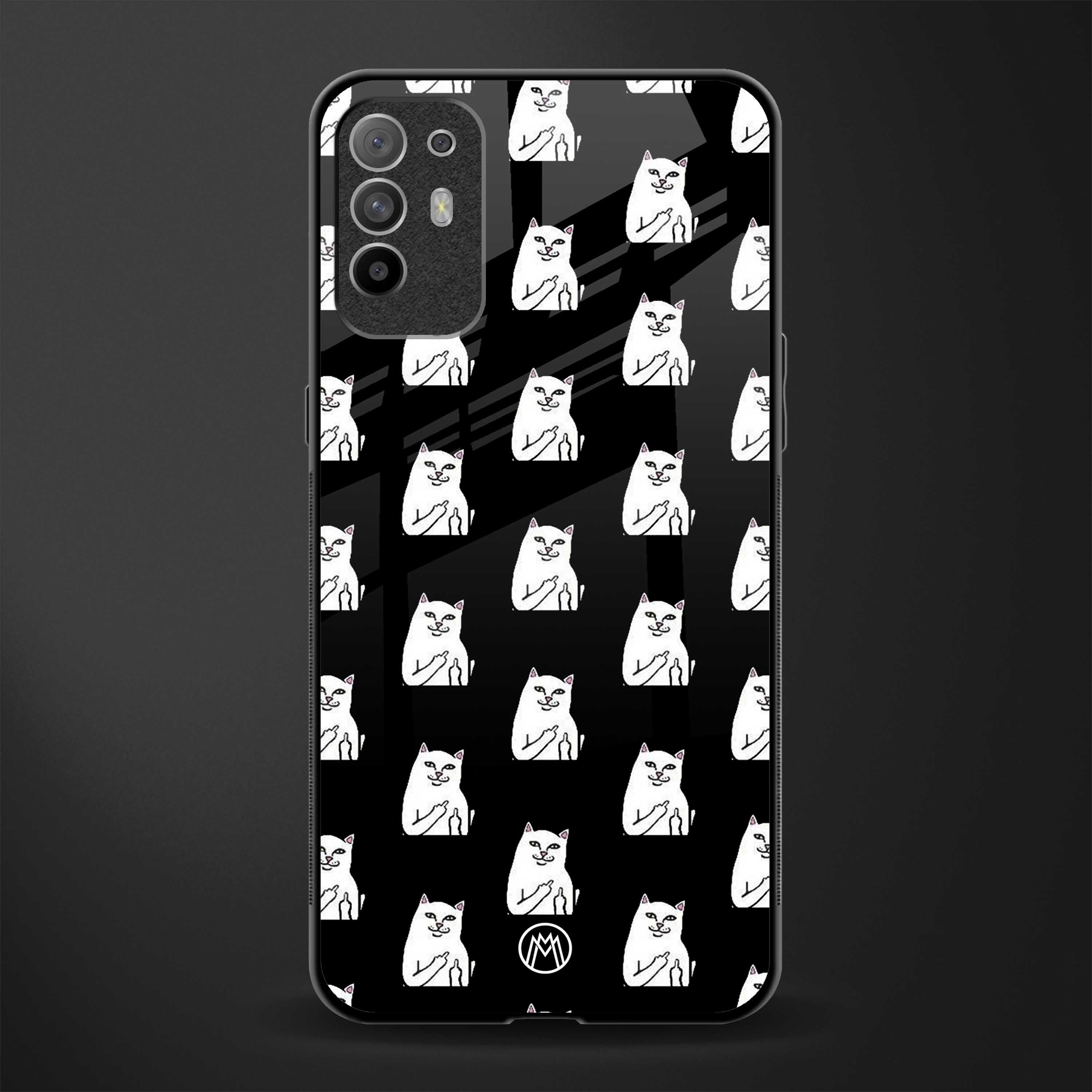 middle finger cat meme glass case for oppo f19 pro plus image