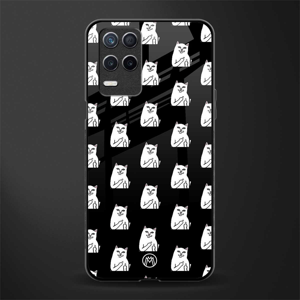 middle finger cat meme glass case for realme 8 5g image