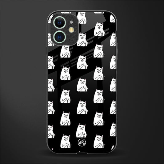 middle finger cat meme glass case for iphone 12 mini image