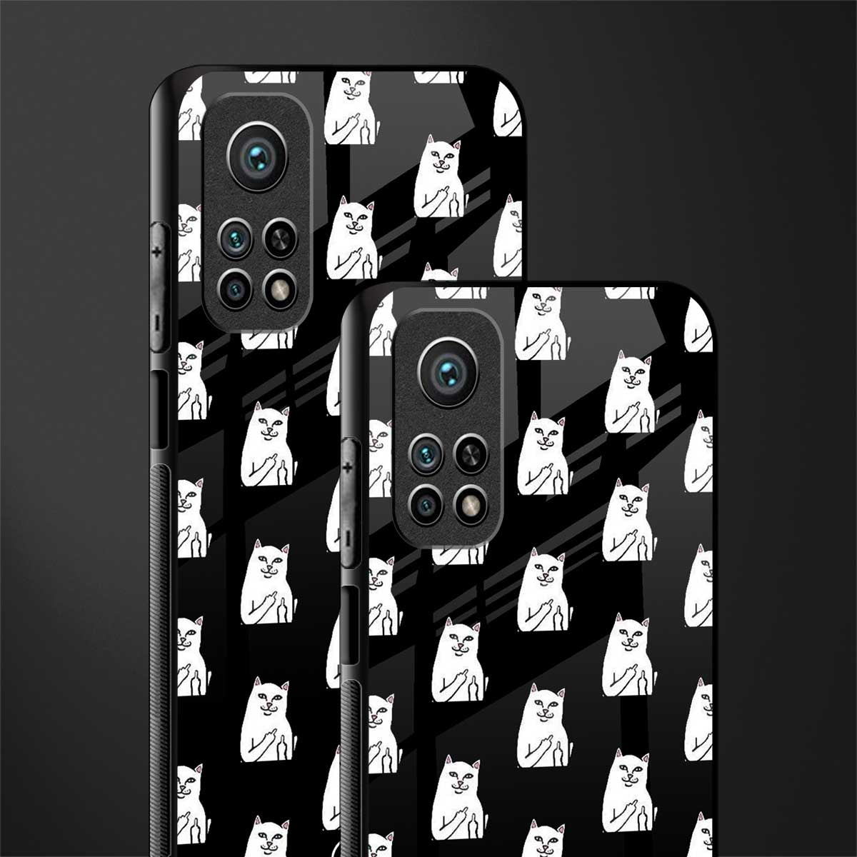 middle finger cat meme glass case for mi 10t 5g image-2