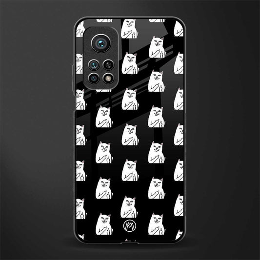 middle finger cat meme glass case for mi 10t 5g image