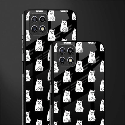 middle finger cat meme glass case for samsung galaxy a22 5g image-2