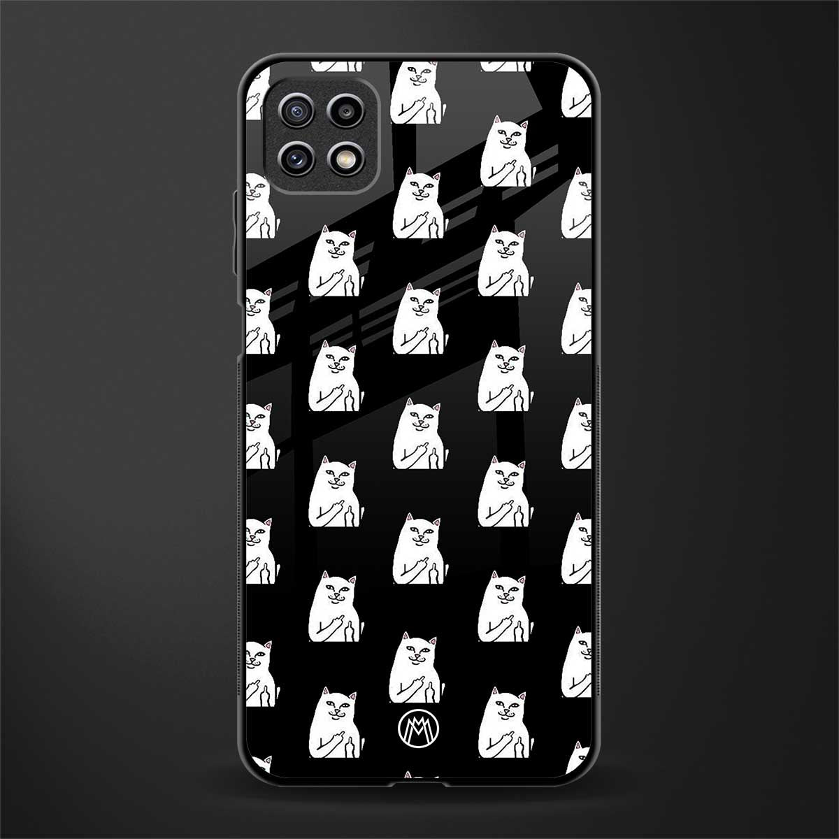 middle finger cat meme glass case for samsung galaxy a22 5g image