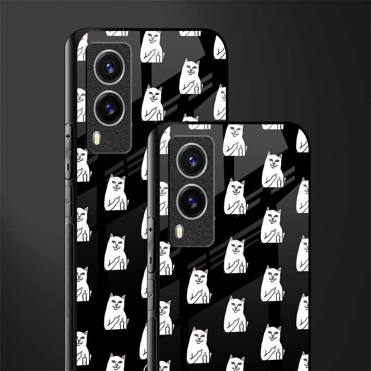 middle finger cat meme glass case for vivo v21e 5g image-2