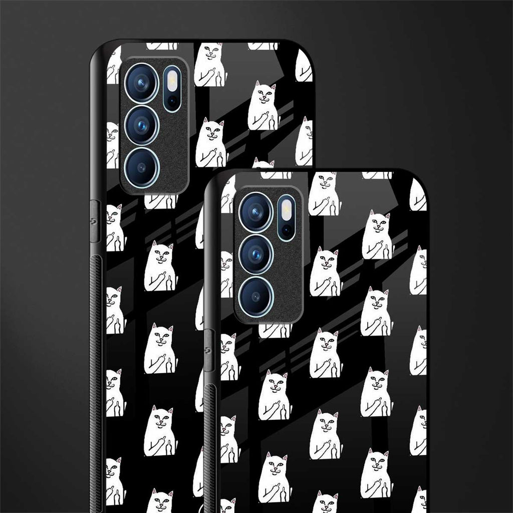 middle finger cat meme glass case for oppo reno6 5g image-2
