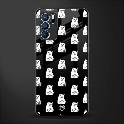 middle finger cat meme glass case for oppo reno6 5g image