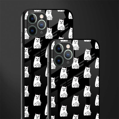 middle finger cat meme glass case for iphone 11 pro image-2