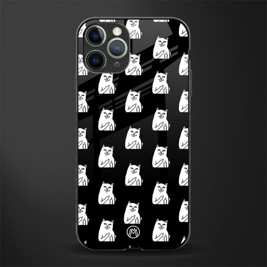 middle finger cat meme glass case for iphone 11 pro image