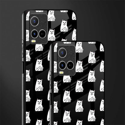 middle finger cat meme glass case for vivo y21e image-2