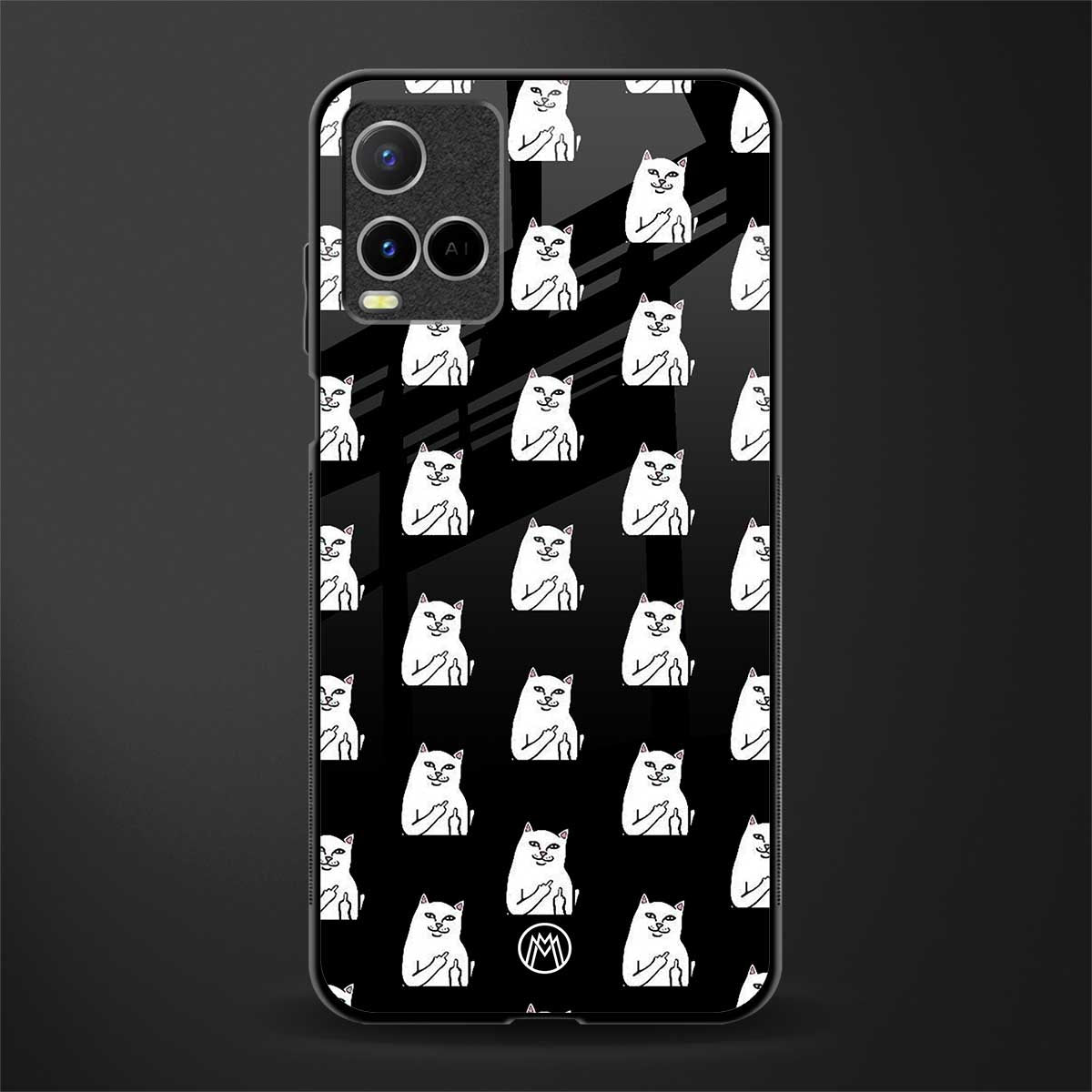 middle finger cat meme glass case for vivo y33s vivo y33t image