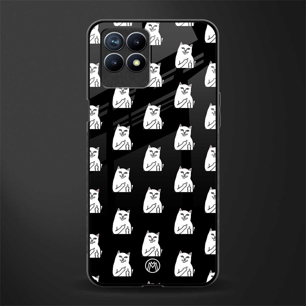 middle finger cat meme glass case for realme 8i image