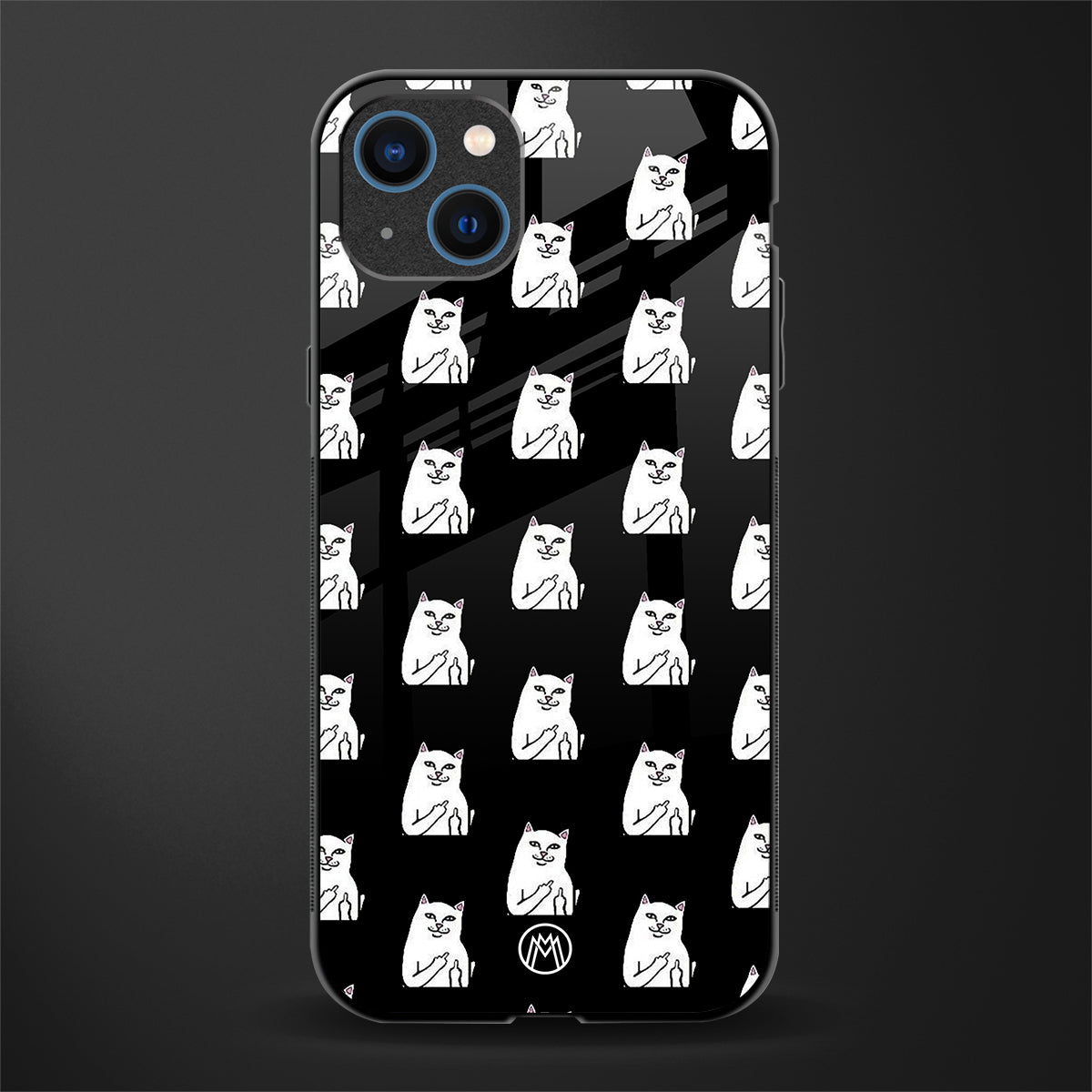 middle finger cat meme glass case for iphone 14 image