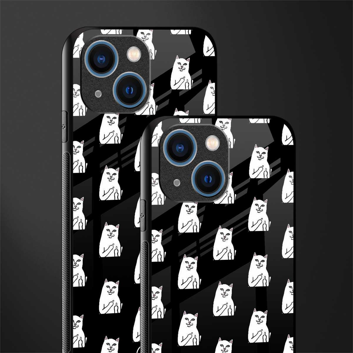 middle finger cat meme glass case for iphone 13 mini image-2