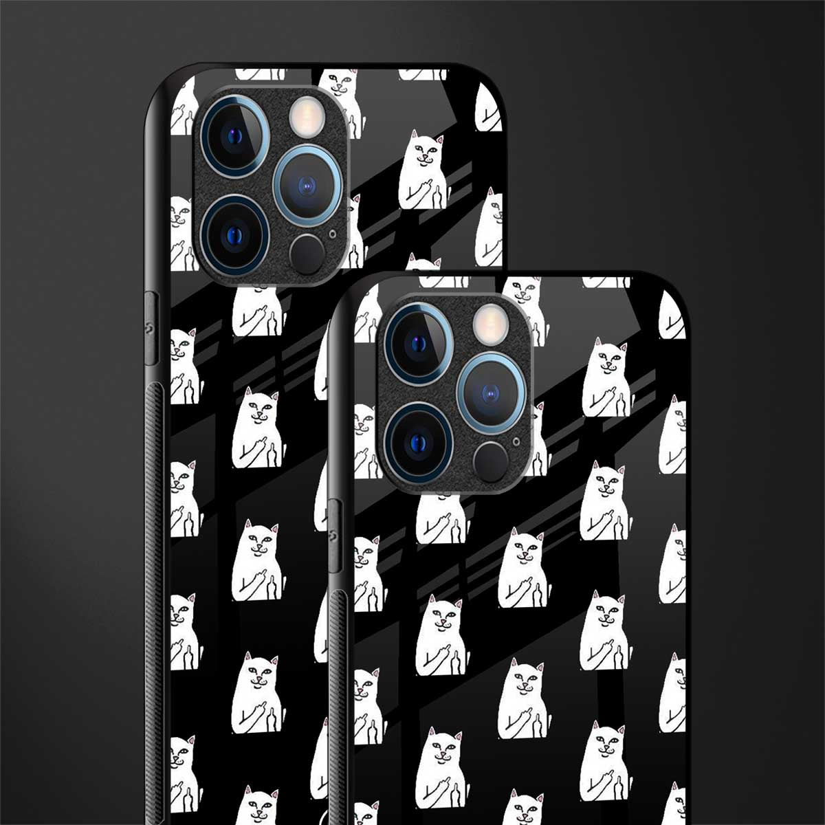 middle finger cat meme glass case for iphone 14 pro image-2