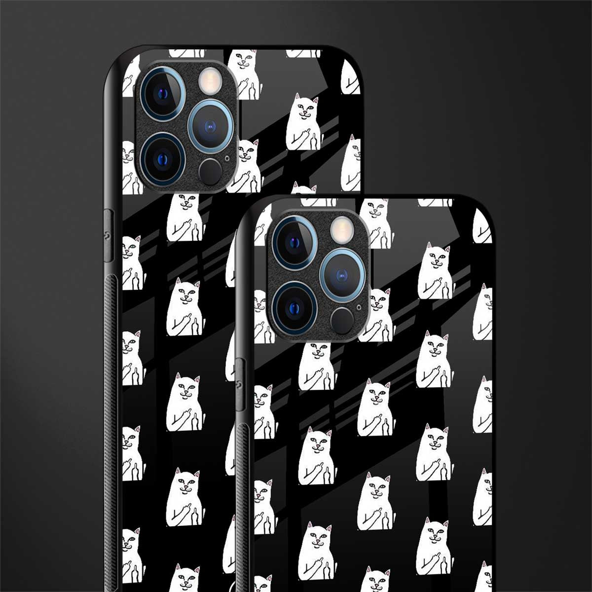 middle finger cat meme phone case | glass case for iphone 14 pro max