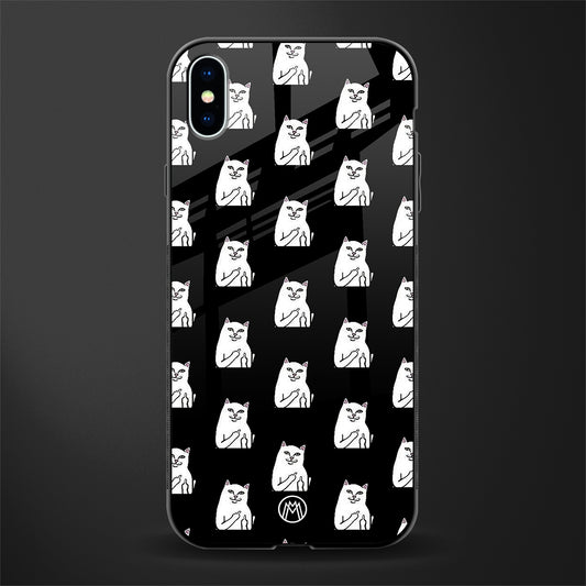 middle finger cat meme glass case for iphone xs max image