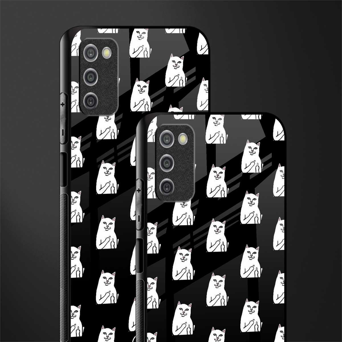 middle finger cat meme glass case for samsung galaxy a03s image-2