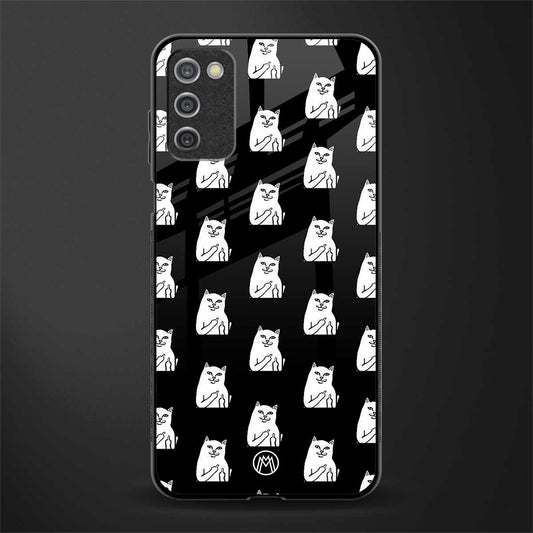 middle finger cat meme glass case for samsung galaxy a03s image