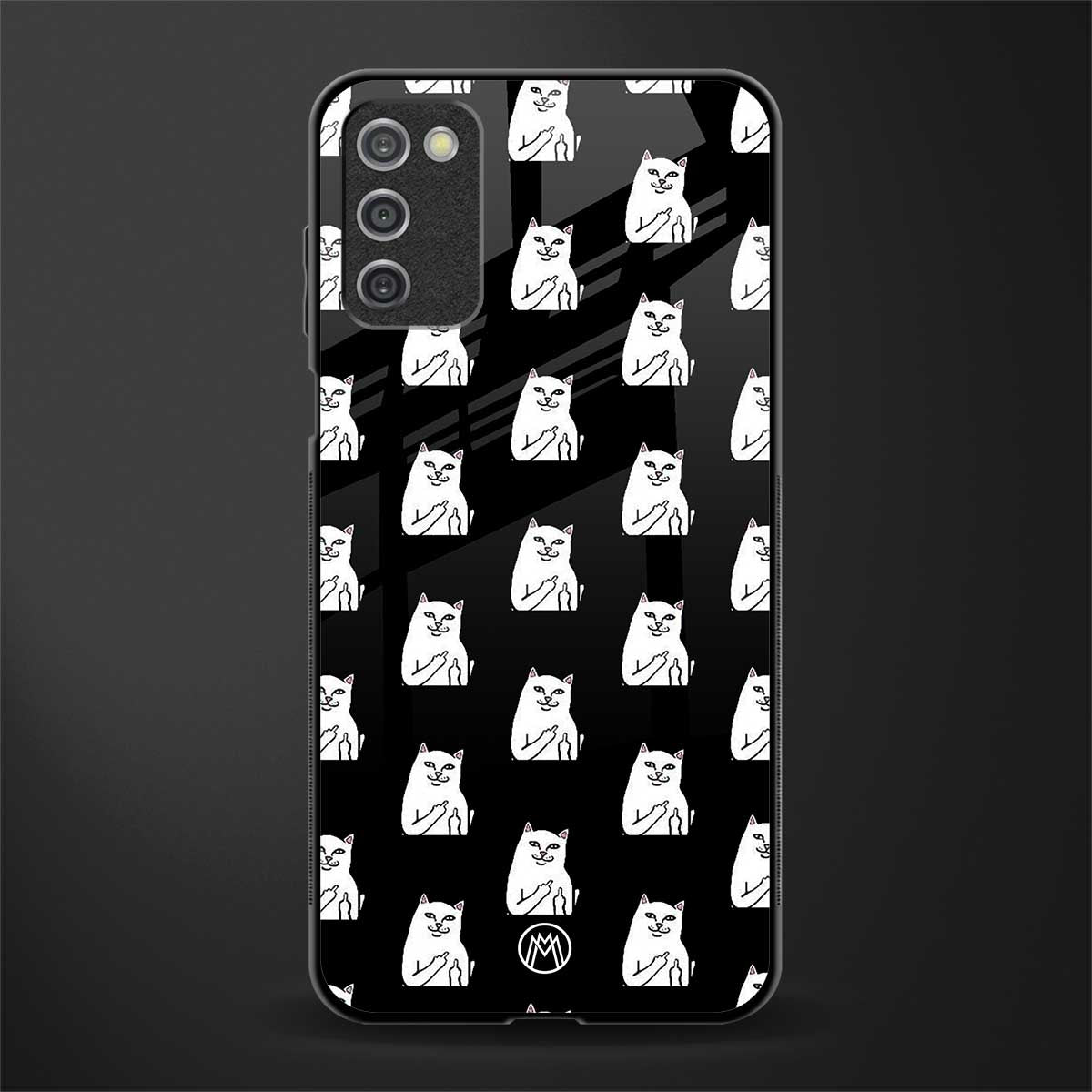 middle finger cat meme glass case for samsung galaxy a03s image