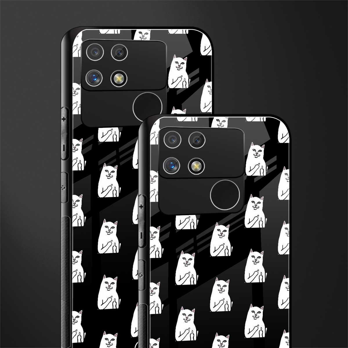 middle finger cat meme back phone cover | glass case for realme narzo 50a