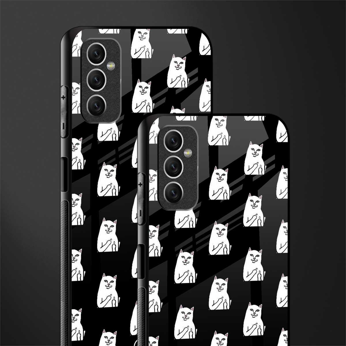 middle finger cat meme glass case for samsung galaxy m52 5g image-2