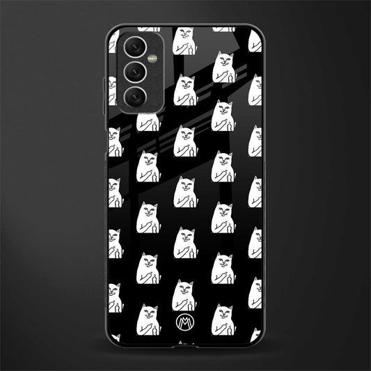 middle finger cat meme glass case for samsung galaxy m52 5g image