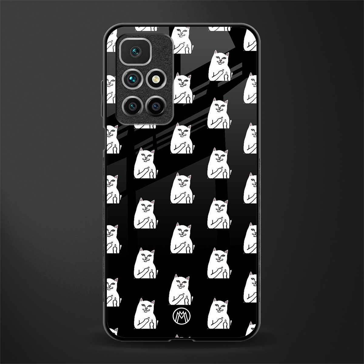 middle finger cat meme glass case for redmi 10 prime image