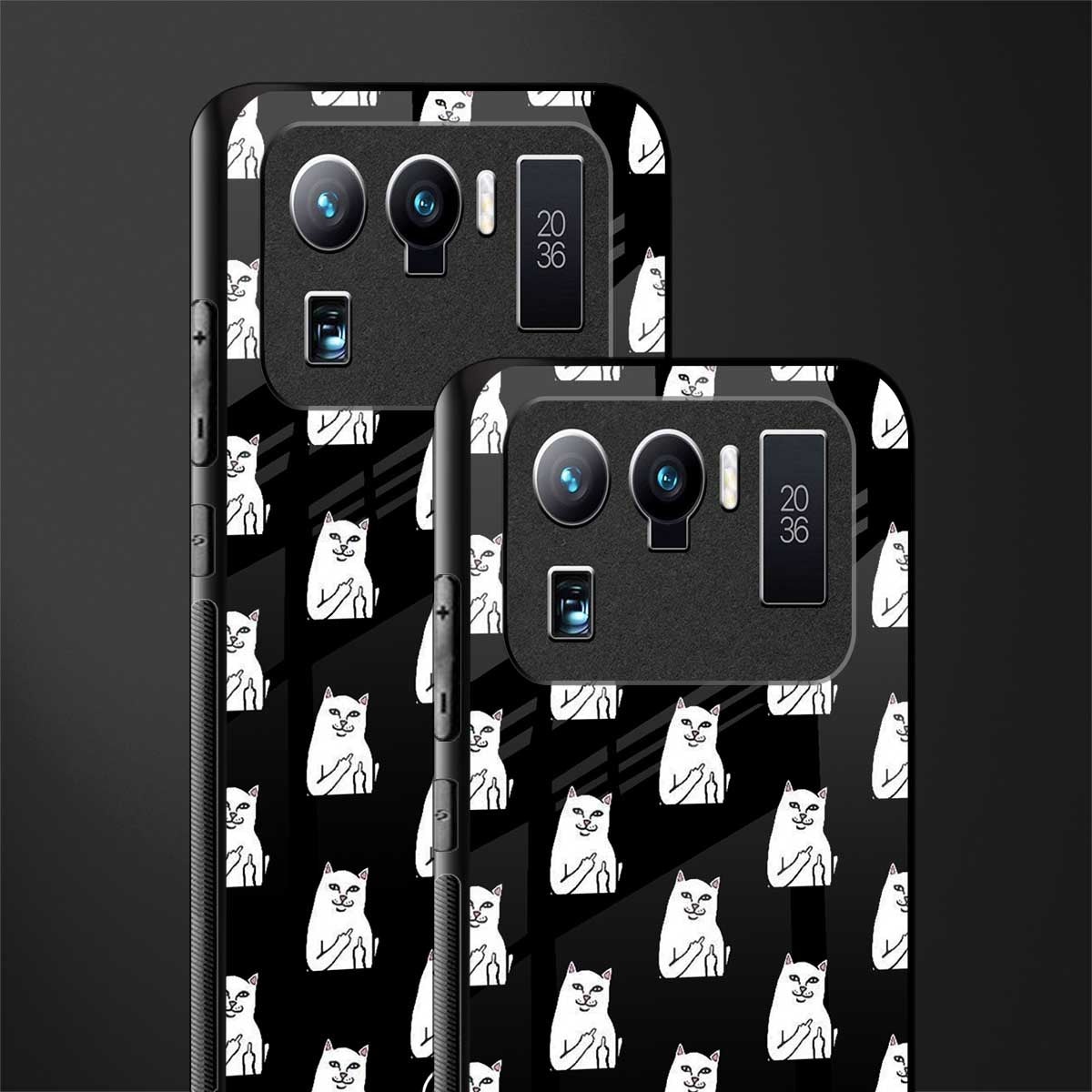 middle finger cat meme glass case for mi 11 ultra 5g image-2