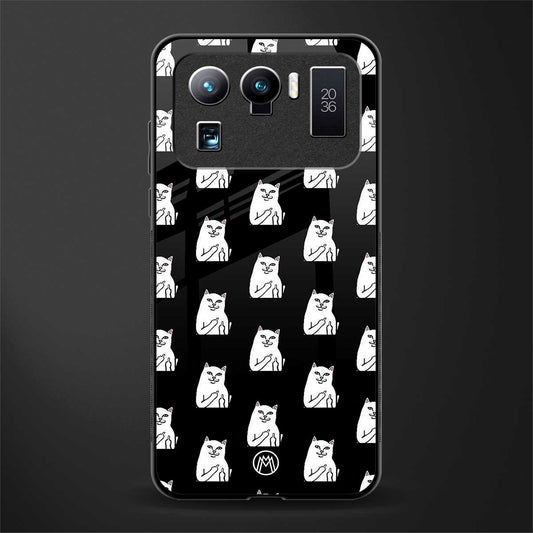 middle finger cat meme glass case for mi 11 ultra 5g image