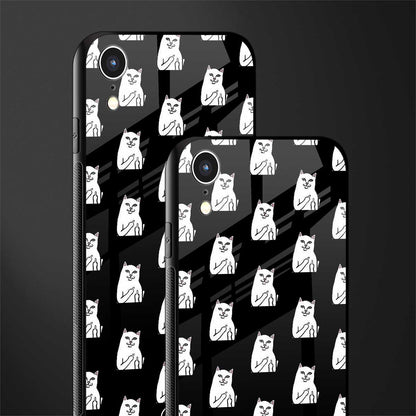 middle finger cat meme glass case for iphone xr image-2