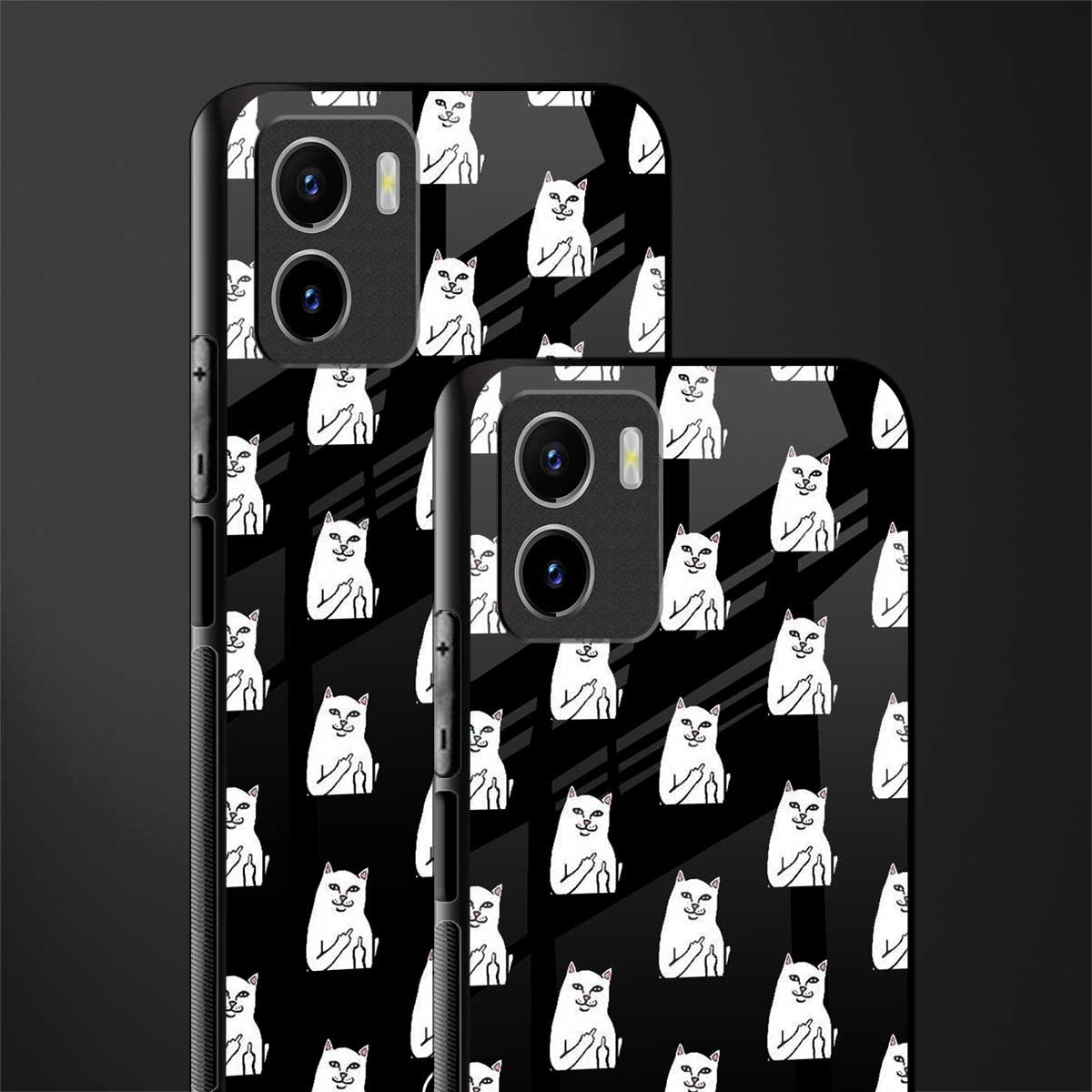 middle finger cat meme glass case for vivo y15s image-2