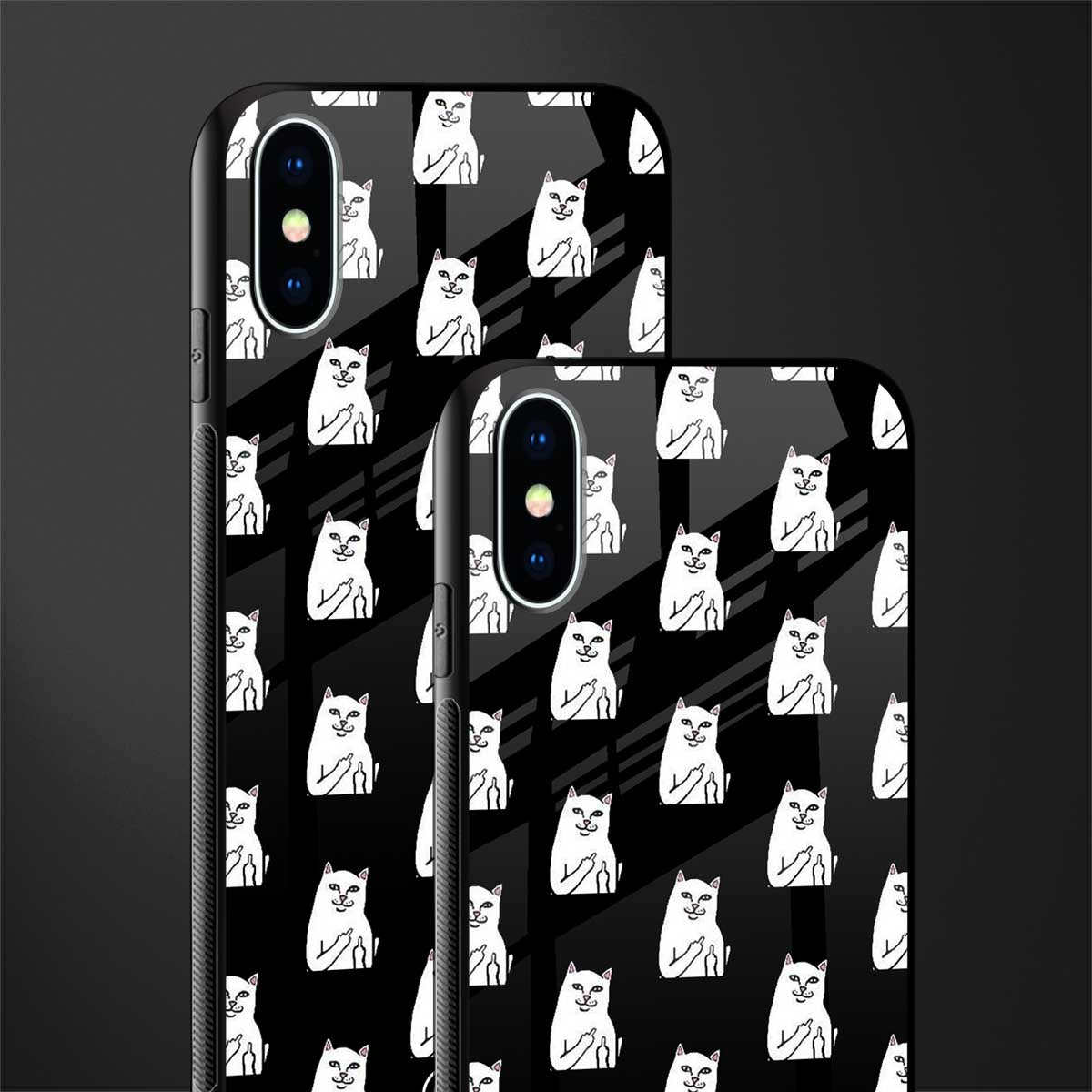 middle finger cat meme glass case for iphone xs image-2