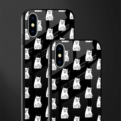 middle finger cat meme glass case for iphone xs image-2