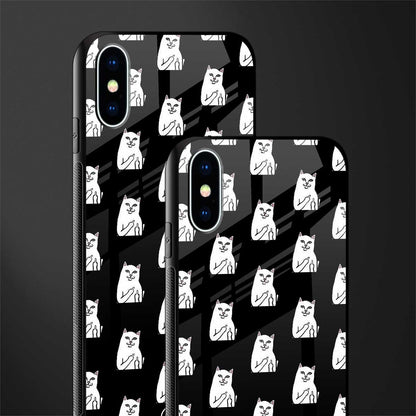 middle finger cat meme glass case for iphone x image-2