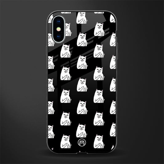 middle finger cat meme glass case for iphone xs image
