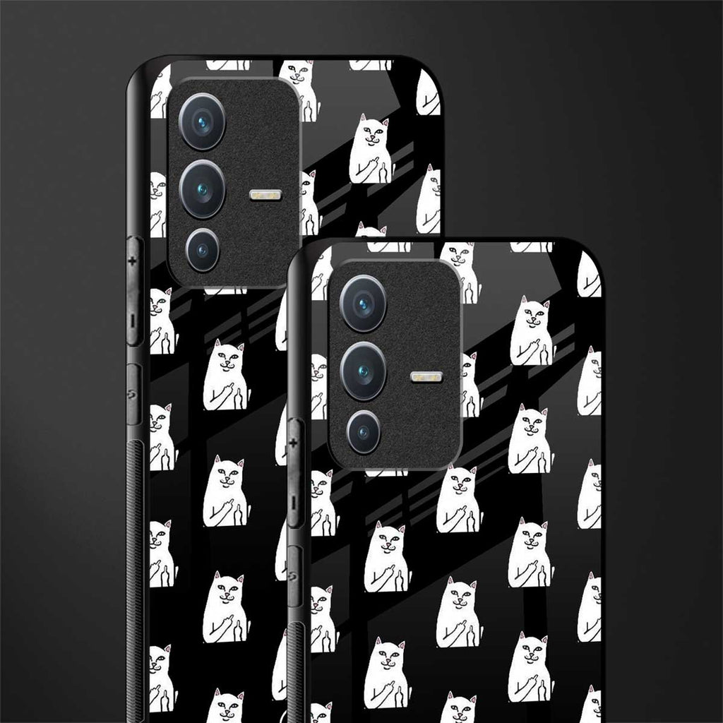 middle finger cat meme glass case for vivo v23 5g image-2