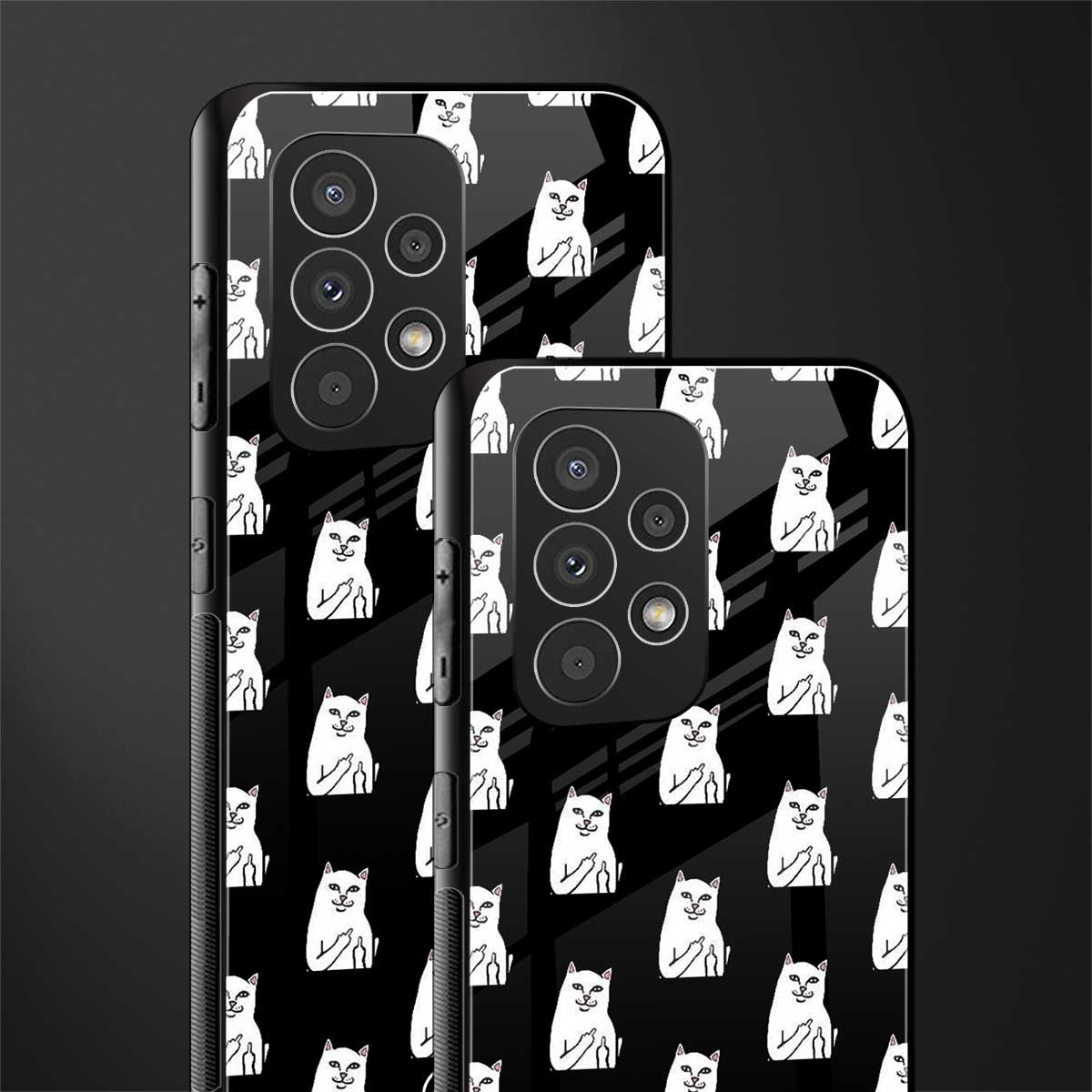 middle finger cat meme back phone cover | glass case for samsung galaxy a73 5g