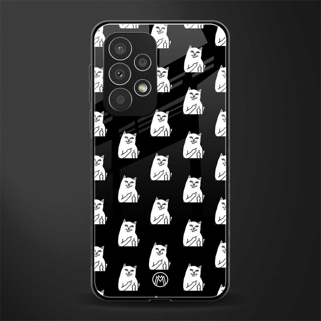 middle finger cat meme back phone cover | glass case for samsung galaxy a73 5g