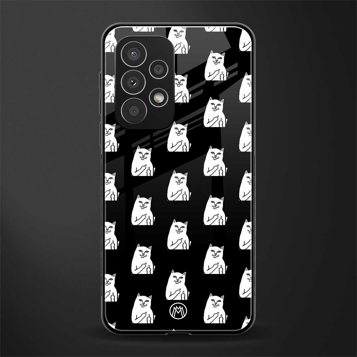 middle finger cat meme back phone cover | glass case for samsung galaxy a73 5g