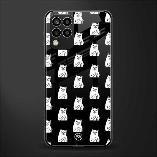 middle finger cat meme back phone cover | glass case for samsung galaxy m33 5g