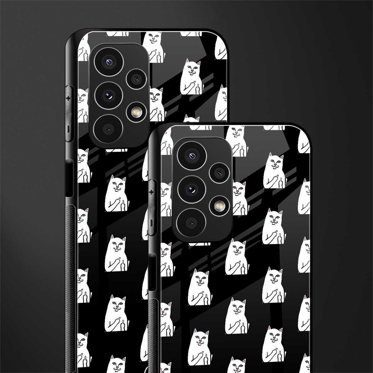 middle finger cat meme back phone cover | glass case for samsung galaxy a13 4g