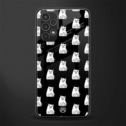 middle finger cat meme back phone cover | glass case for samsung galaxy a13 4g