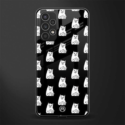 middle finger cat meme back phone cover | glass case for samsung galaxy a13 4g