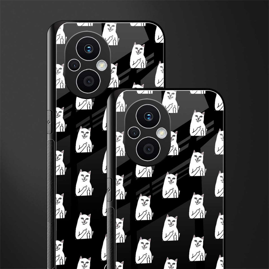middle finger cat meme back phone cover | glass case for oppo f21 pro 5g
