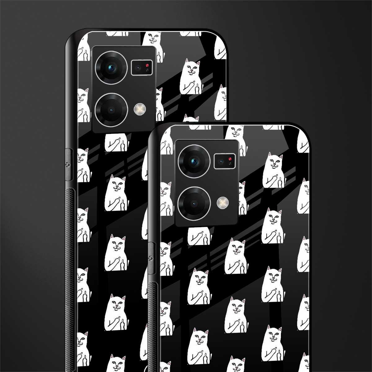 middle finger cat meme back phone cover | glass case for oppo f21 pro 4g
