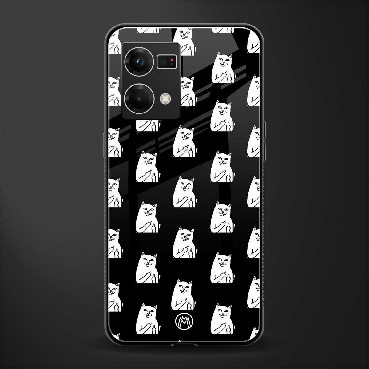 middle finger cat meme back phone cover | glass case for oppo f21 pro 4g