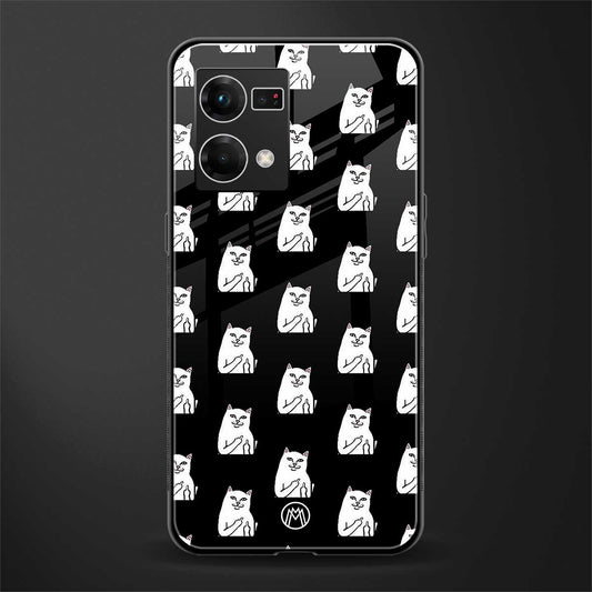 middle finger cat meme back phone cover | glass case for oppo f21 pro 4g