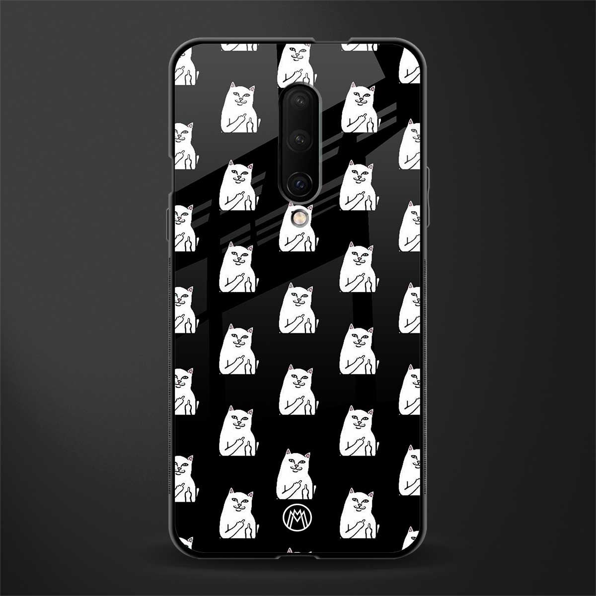 middle finger cat meme glass case for oneplus 7 pro image