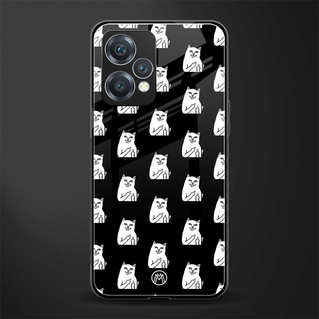 middle finger cat meme back phone cover | glass case for oneplus nord ce 2 lite 5g