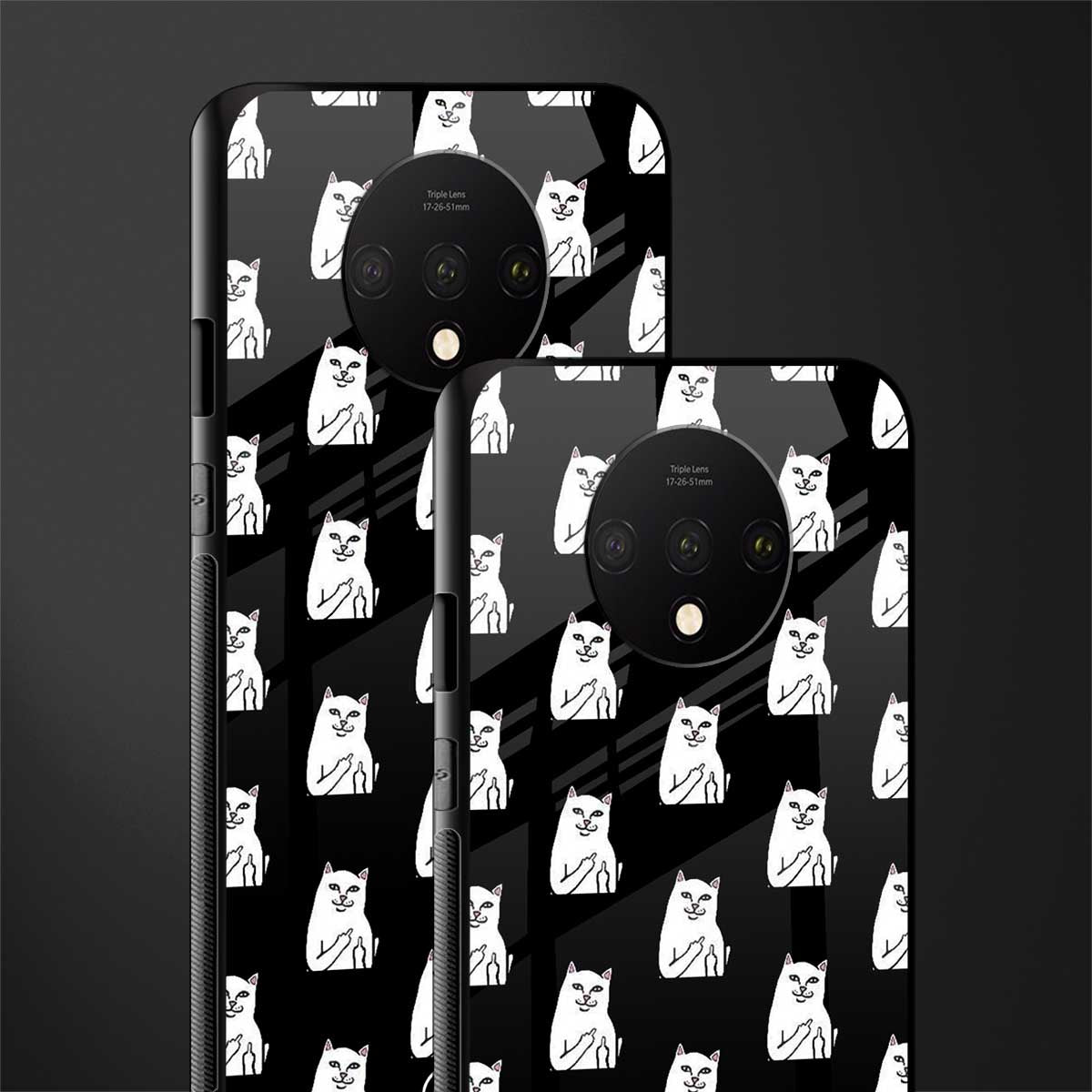 middle finger cat meme glass case for oneplus 7t image-2